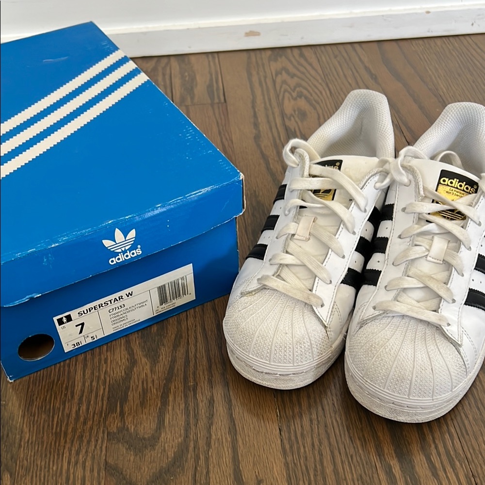 Adidas White and Black Superstar Sneakers